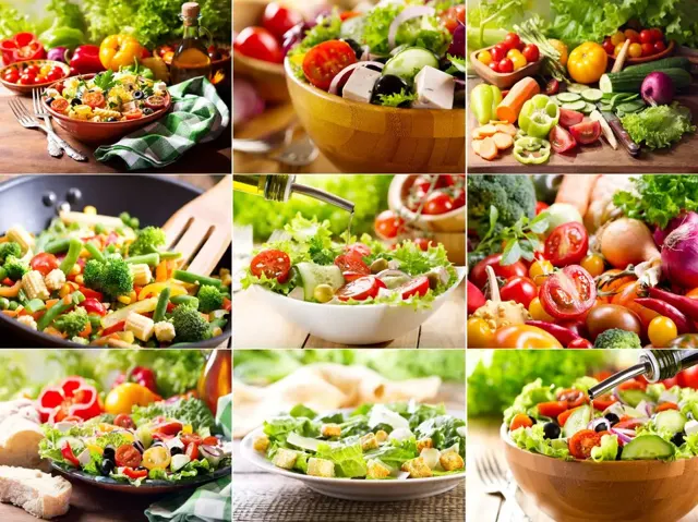 Bunte Salate, Gemüse und Rohkost